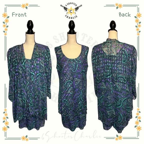 Vintage Patra Stenay 2 Pcs Dress w/ Jacket Paisley Whimsigoth Womens Sz 22 Multi - Picture 1 of 9